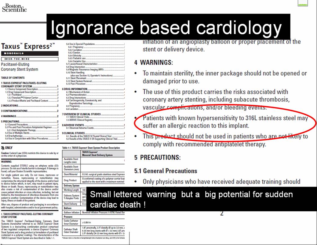 pci stent thrombosis stent allergy metal