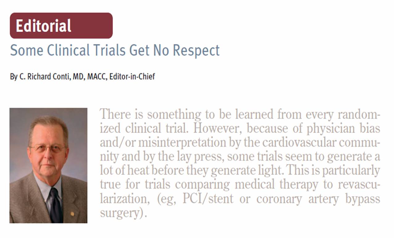 Chronic stable angina pci vs cabg vs medical courage trial oat trial ethics in cardiology