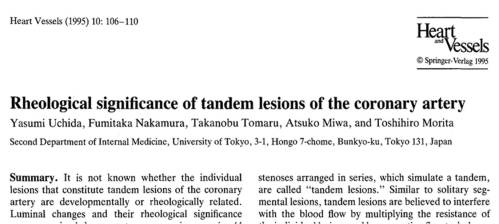 Tandem croronary lesion ellis ambrose scai acc uchida hemodynamics