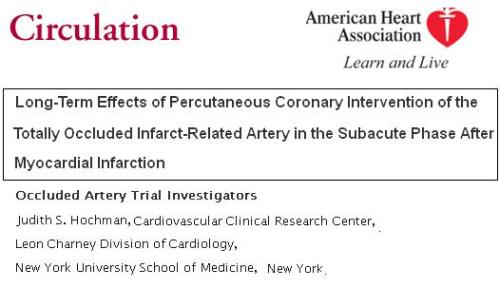 OCCLUDED ARTERY TRIAL OAT TRIAL OAT EXTENSION OAT LONG TERM FOLLOW UP
