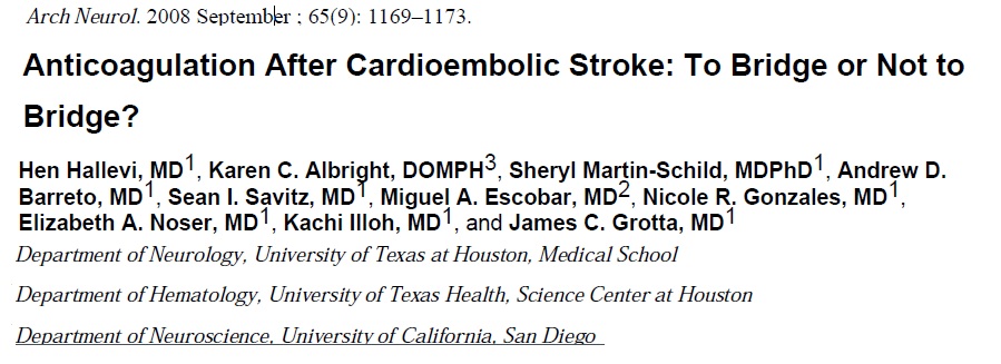 anti coagulation following cardio embolic stroke