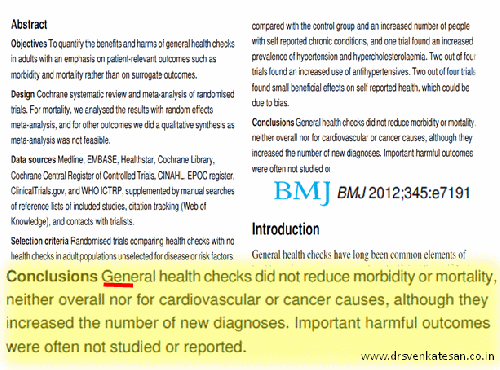 master health check up geenral health checks bmj british medical journal cohcrane nordic