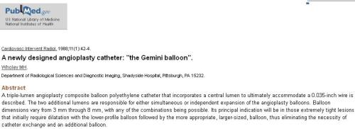 gemini balloon catheter twin two ptca pci