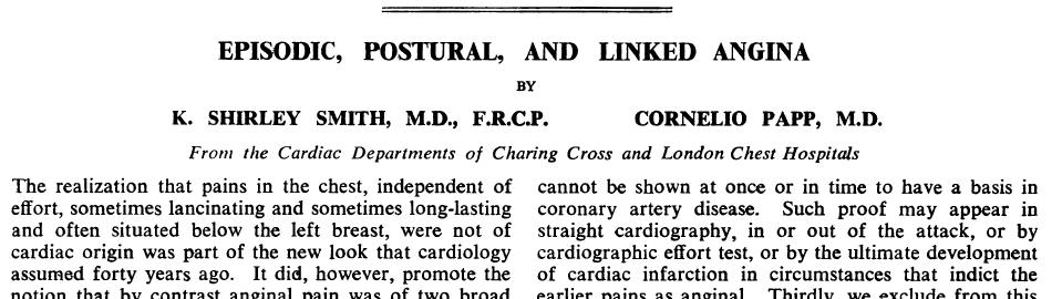 linked angina atypical angina abdominal angina  shirley smith cornelio papp bmj