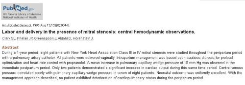 hemodynamics of labor in  mitral stenosis