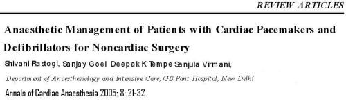 pacemaker and electrocautery diathermy