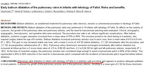 pulmonary valvotomy in tof tetrology