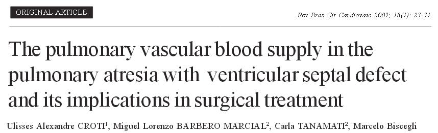 pulmonary atresia mapcas vsd unifoclisation confluence direct and indirect aorto pulmonary rabinovitch