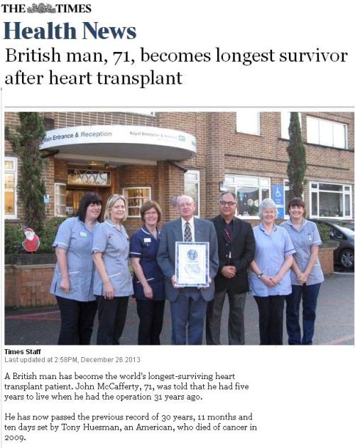 longest survival after heart transplanation