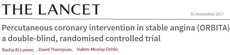 ORBITA pci vs medical mangement drsvenkatesan courage bari2d ethics in stenting auc criteria inappropriate coronary stenting placebo effect of stenting acc aha esc guidelines chronic st