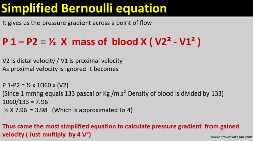 modified simplified bernouli equation doppler pressure gradient mass density velocity drsvenkatesan madras medical college echocardiography 2 tr jet lvot gradient